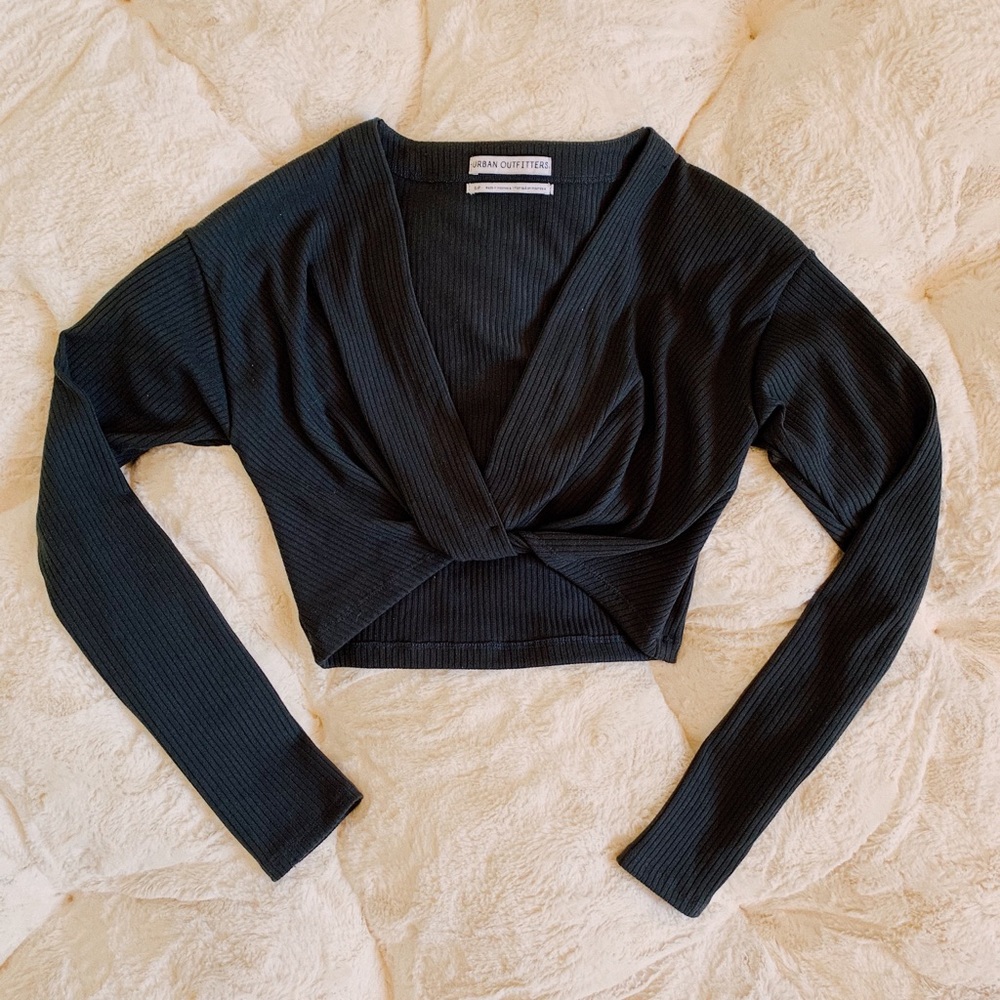 Urban Outfitters Dark Grey Twist Crop Top